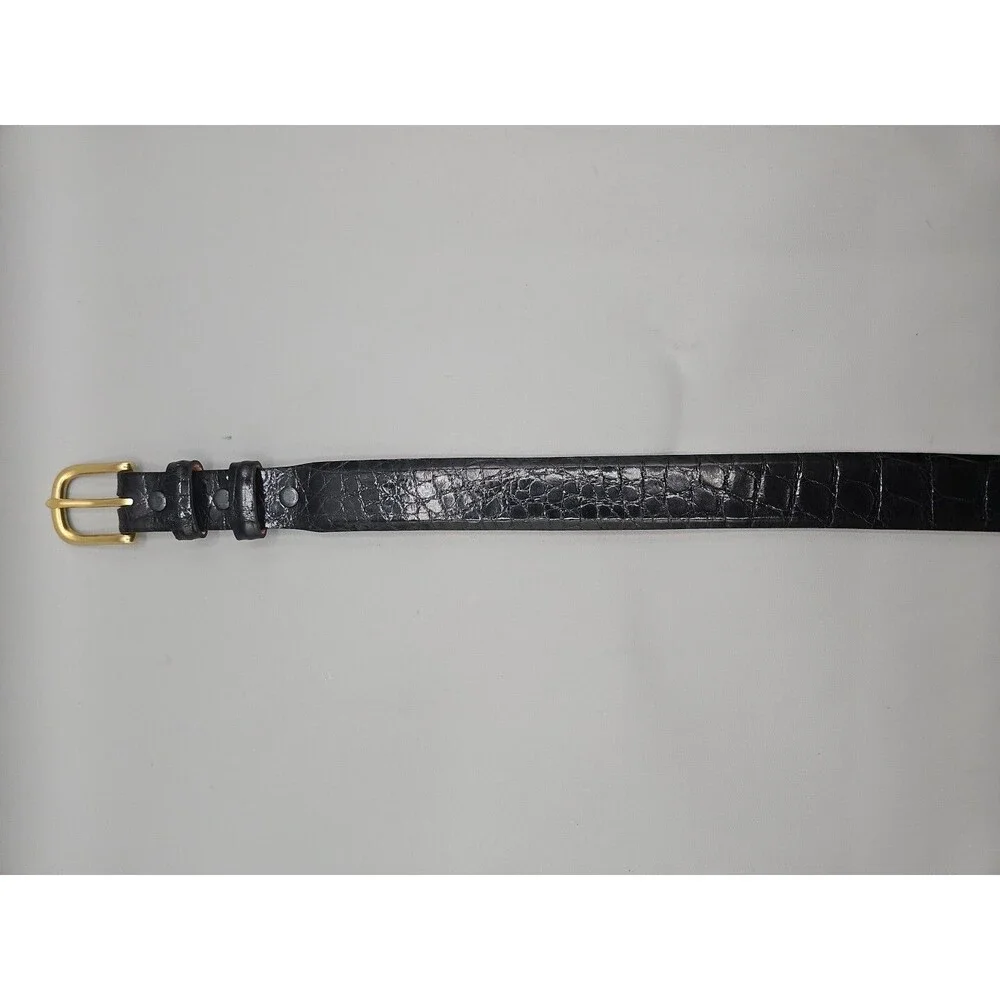 Louisiana Alligator Black Leather Mens Belt Handcrafted USA Size 28 M L Leddys
